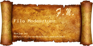 Filo Modesztusz névjegykártya